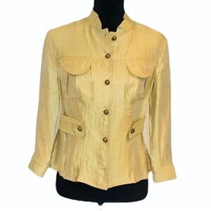 Elegant Gold shimmer metallic jacket with pockets, luxury item 3 sizes available